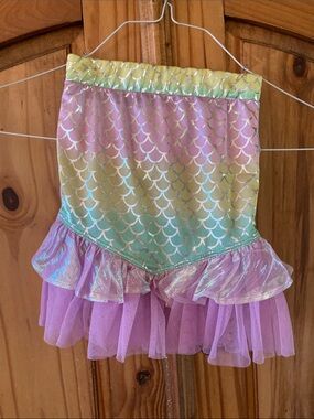 Girls Cat & Jack pink yellow green silver mermaid skirt size 12 months